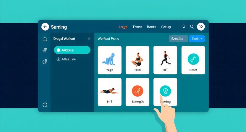 Illustration of drag-and-drop workout plan builder interface